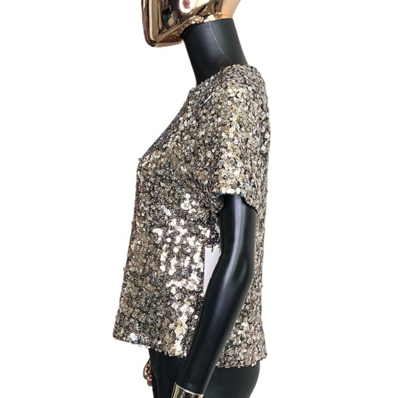 Banana Republic Gold Silver Sequin Party Top NWT Holiday New Year’s Eve Small - Picture 4 of 7